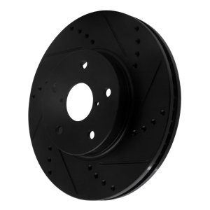 Subaru Legacy Brake Rotor (1) - Front Right - R1 Concepts - Drilled & Slotted - Black - `15-`19